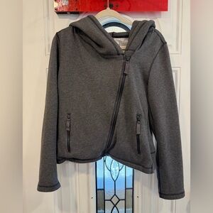 Lou and Grey Dark Gray Hooded Asymmetrical Zip Jacket